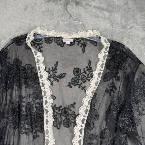 Lularoe Sweater Womens Small Black Ivory Lace Chloe Longline Duster Midi Gothic - Picture 4 of 8